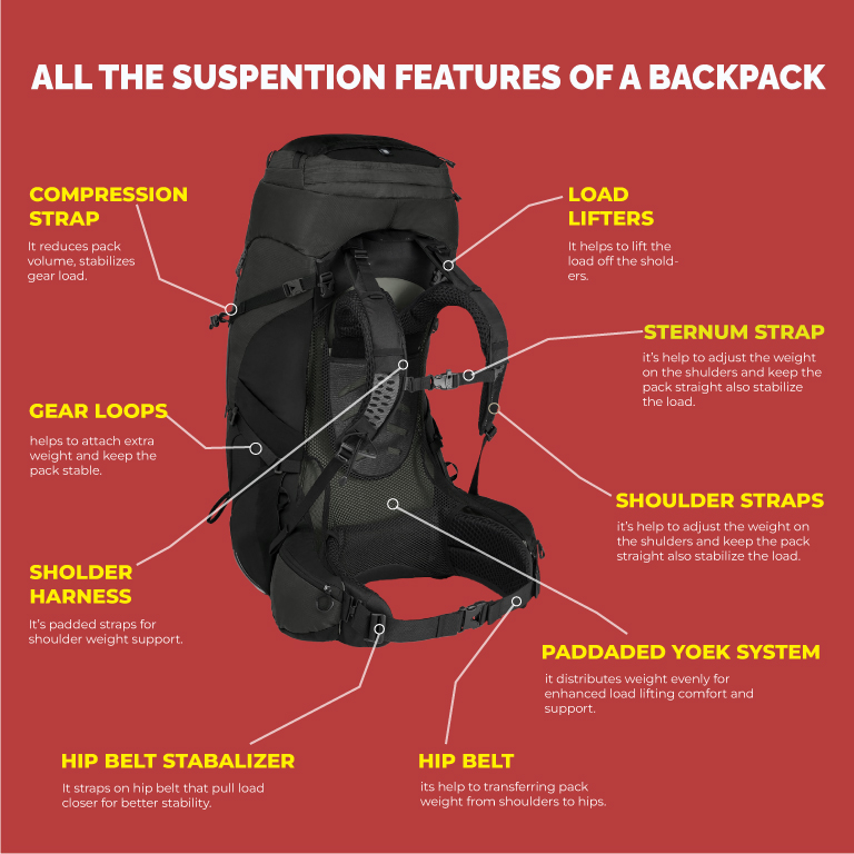 alll the straps and suspention features of a backpack