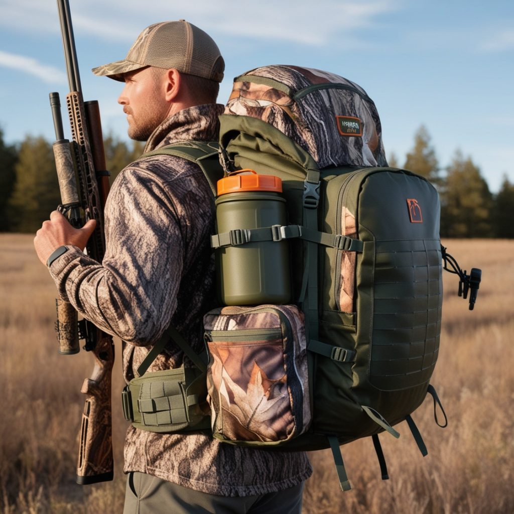 A man with his hutnting backpack and gears