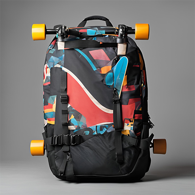 A skateboard backpack with straps to secure your board on the move