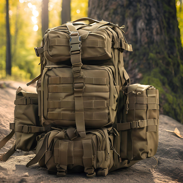 A tactical backpack for military or outdoor survival gear